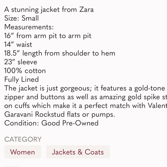 ZARA Trafaluc Spiked Cotton Velvet Asymmetrical Zip Front Utility Jacket Sz S - Picture 15 of 15